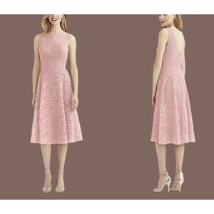 After Six Blush Pink Floral Lace A-Line Cocktail Dress 6738 Womens Size 12